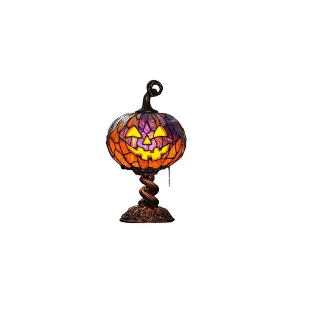 Small Table Lamp, Stained Glass Lamp, Halloween Decorations Indoor, Pumpkin Decor, Vintage Lamp for Fall Decor_00