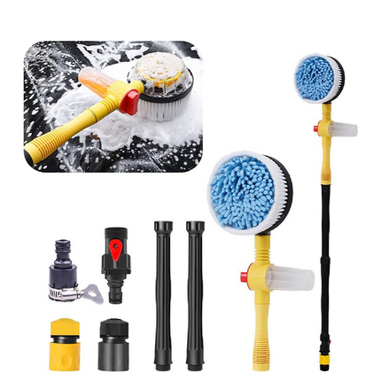 Car Wash Brush with Long Handle, Rotating Car Wash Brush with Soap Dispenser