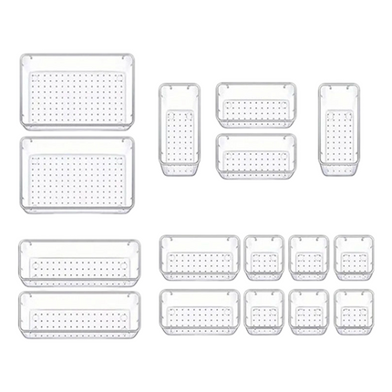 Clear Drawer Organizers with 4 Tray Sizes, Vanity Organizer