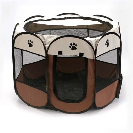 Dog Playpen, Portable Puppy Playpen with Zippered Door, Foldable Cat Playpen for Kittens and Small Dogs
