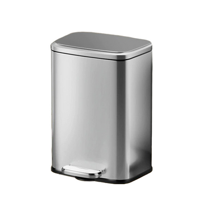 Stainless Steel Trash Can with Lid, Silent Close Step On Trash Can, Kitchen Garbage Bin with Removable Inner Bucket