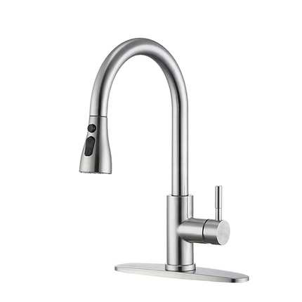 Kitchen Faucet with Sprayer, Pull Down Kitchen Faucet, Stainless Steel Kitchen Sink Faucet with 360 Swivel Gooseneck