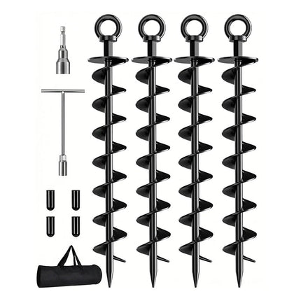 Screw In Ground Anchors 4 Pack, Trampoline Stakes and Tie Down Anchor Kit – image 14
