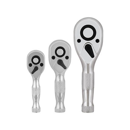 Stubby Ratchet Wrench Set, 3 Piece Socket Wrench Set 1/4 3/8 1/2 Inch Drive – image 8