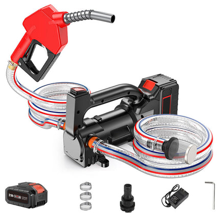 Portable Fuel Transfer Pump Battery Powered, Diesel Transfer Pump with Auto Shut Off Nozzle, Fuel Siphon Pump