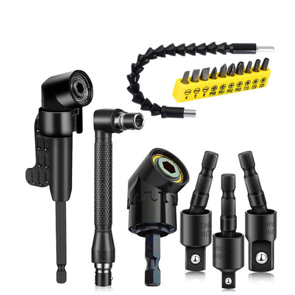 Flexible Right Angle Drill Attachment, Drill Bit Extension, 17 Piece Impact Driver Bits with Screwdriver Bit Set