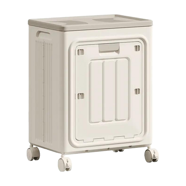 Large Storage Box with Lid, Rolling Storage Bin with Wheels, Foldable Plastic Storage Container for Clothes and Blankets_01