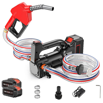 Portable Fuel Transfer Pump Battery Powered, Diesel Transfer Pump with Auto Shut Off Nozzle