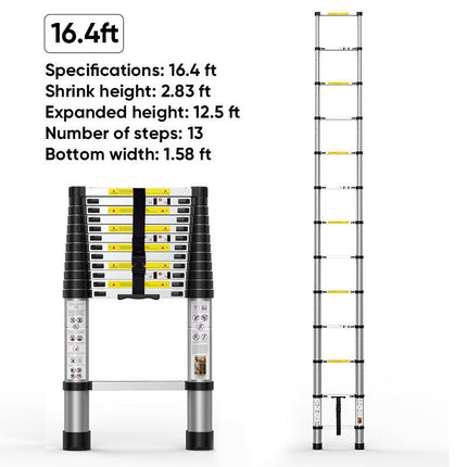 Aluminum Extension Ladder, Telescoping Ladder with Stabilizer Bar – image 16