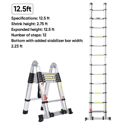 Aluminum Extension Ladder, Collapsible Folding Ladder 330 lb for Home Use – image 17