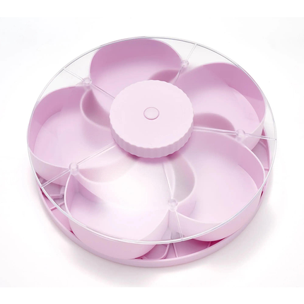 Lazy Susan Fruit Tray with Lid, Divided Snack Tray, Rotating Party Tray for Candy and Nuts, Serving Platter