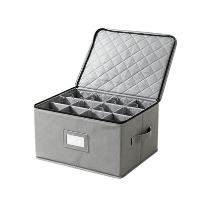 Stackable Storage Box with Dividers for Wine Glasses and Mugs, Drinkware Storage Box with Handles – image 14