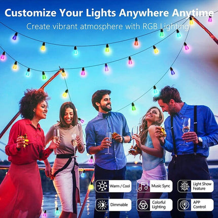 Outdoor String Lights Smart RGB, Christmas String Lights for Backyard and Deck