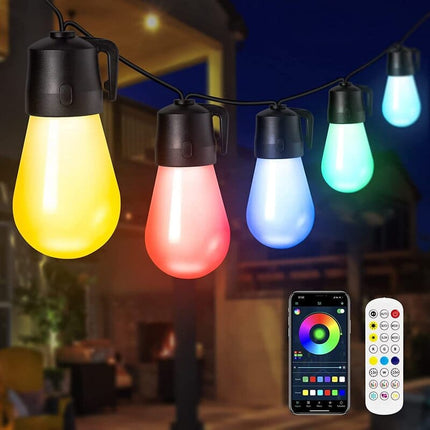 Outdoor String Lights Smart RGB, Patio String Lights with App Control, Christmas String Lights for Backyard and Deck