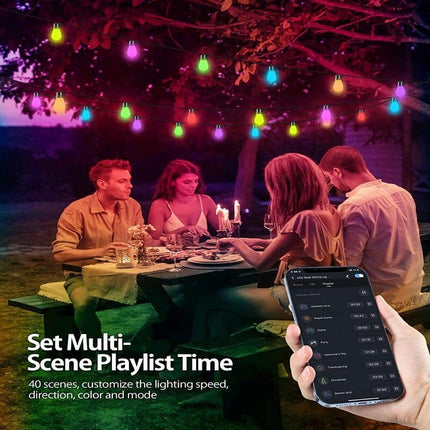 Outdoor String Lights Smart RGB, Patio String Lights with App Control