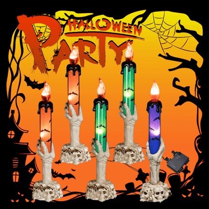 Solar Halloween Lights Outdoor, Halloween Yard Decor with 5 Skull Candle Lights – image 8