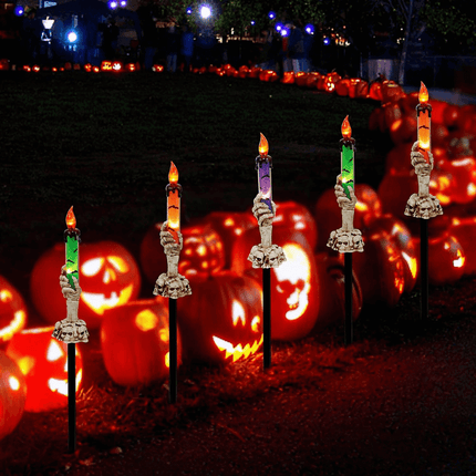 Halloween Yard Decor with 5 Skull Candle Lights, Solar Halloween Lights Outdoor – image 4