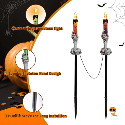 Halloween Yard Decor with 5 Skull Candle Lights, Indoor Halloween Decorations for Porch – image 5