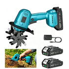 Electric Garden Tiller Cultivator, Hand Tiller Cordless with 2 Batteries, Electric Cultivator for Flower Beds