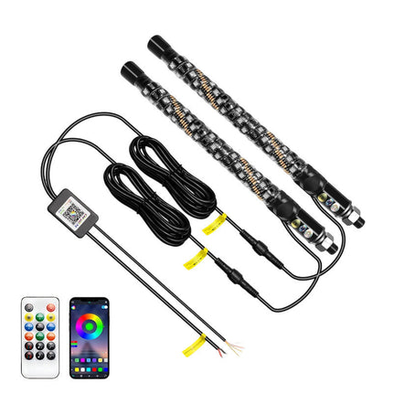Spiral RGB LED Whip Lights 2 Pack, ATV Whip Light with App and Remote, UTV Accessories and ATV Accessories for Off Road