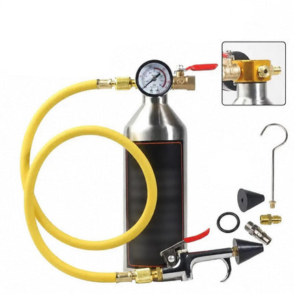 Automotive AC System Flush Kit, Air Conditioning Flush Kit with Pressure Gauge, Reusable Canister with AC Flush Gun