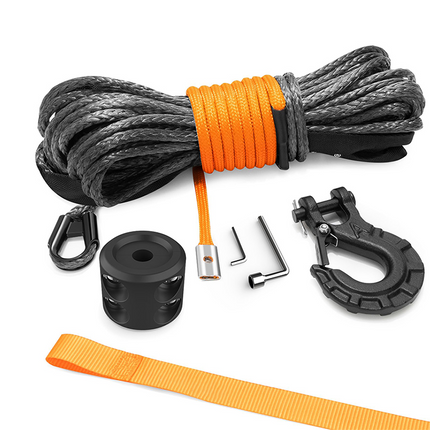 Synthetic Winch Rope 1/4 Inch, 12 Strand UHMWPE Heavy Duty Winch Cable with Protective Sleeve for Off Road Recovery