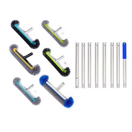 Heavy Duty Pool Brush Head, Nylon Pool Brushes for Walls and Tile with Aluminum Back and EZ Clips, Pool Accessories