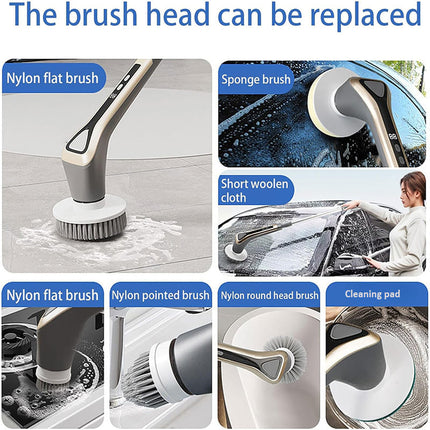 Electric Shower Scrubber with 7 Brush Heads, Electric Spin Scrubber for Bathroom and Tub – image 7