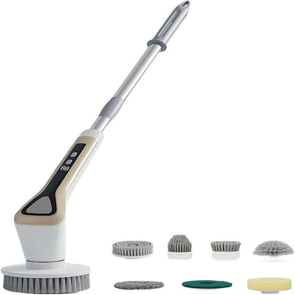 Electric Shower Scrubber with 7 Brush Heads, Electric Spin Scrubber for Bathroom and Tub, Cordless Power Scrubber
