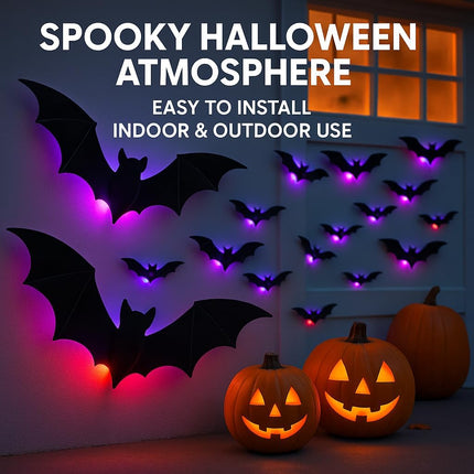 Outdoor Halloween Decor 104 Pcs, Halloween Spider Decorations with Light Up Bats