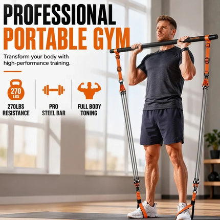 Pilates Bar Kit with Resistance Bands, Pilates Equipment