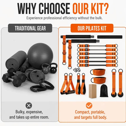 Pilates Bar Kit with Resistance Bands, Compact Gym Equipment – image 4