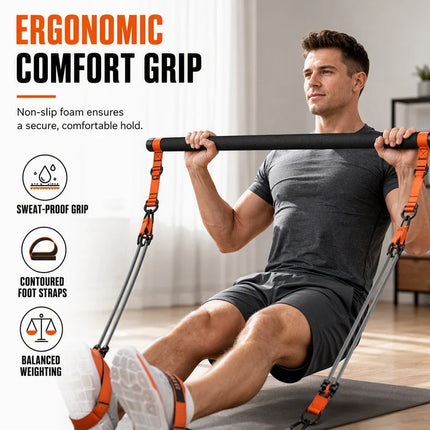 Pilates Bar Kit with Resistance Bands, Compact Gym Equipment – image 7