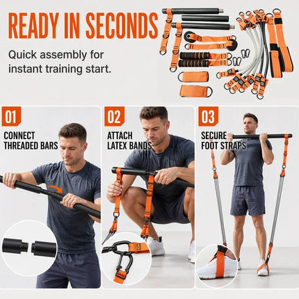 Pilates Bar Kit with Resistance Bands, Portable Home Gym Workout Bar – image 8