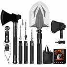 Folding Shovel Survival Multi Tool, Survival Kit with Camp Axe and Folding Saw, Tactical Shovel for Car Emergency Kit