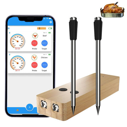 Wireless Meat Thermometer with 2 Probes, Bluetooth Cooking Thermometer with App, Digital Food Thermometer for Grill