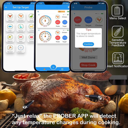 Wireless Meat Thermometer with 2 Probes, Bluetooth Cooking Thermometer with App – image 4