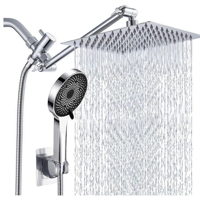 High Pressure Shower Head with Handheld, Rain Shower Head with 11 Inch Extension Arm, Shower Kit with 3 Spray Modes_08